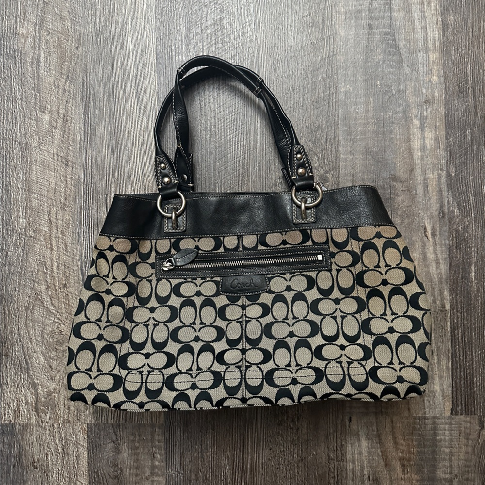 Coach Black and Tan Shoulder Bag